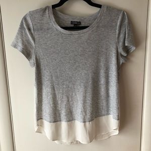 Grey and White T-Shirt Blouse
